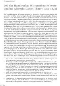 Lob des Handwerks: Wissenstheorie heute und bei Albrecht Daniel Thaer (1752-1828)