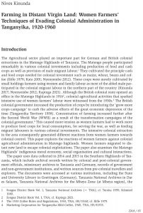 Farming in Distant Virgin Land: Women Farmers’ Techniques of Evading Colonial Administration in Tanganyika, 1920-1960